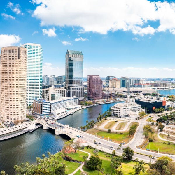 An aerial view of downtown Tampa, Florida.