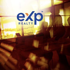 eXp Realty logo and silhouettes of office workers