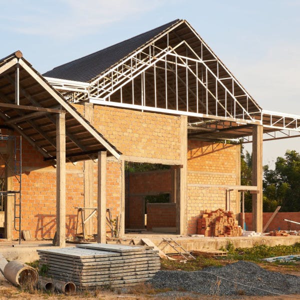 A new brick home under construction