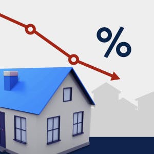 Interest rate drop with model of house