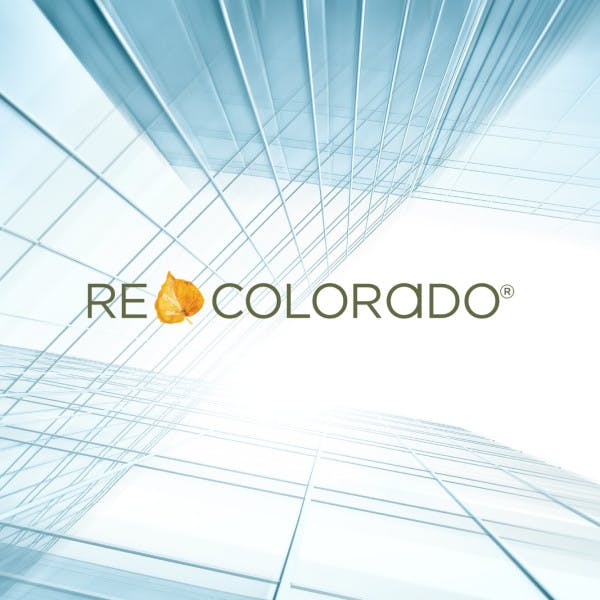 REcolorado logo and abstract office building exteriors