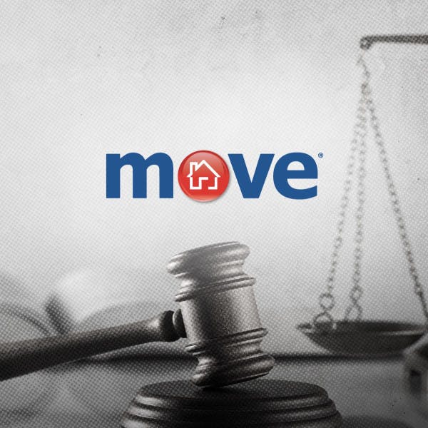 Move, Inc logo and a judge's gavel and scales of justice