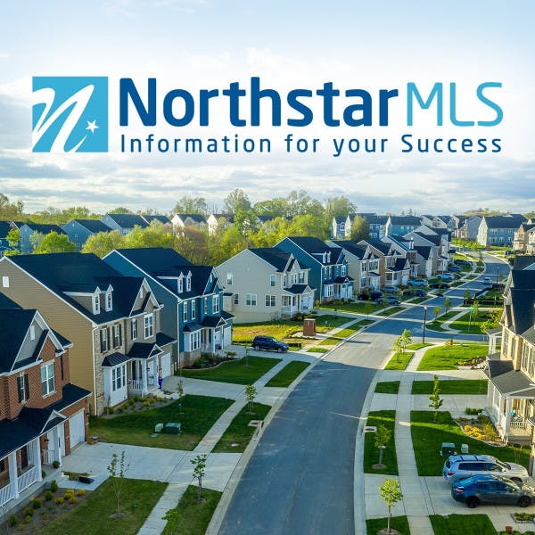 NorthstarMLS and an aerial view of a suburban neighborhood