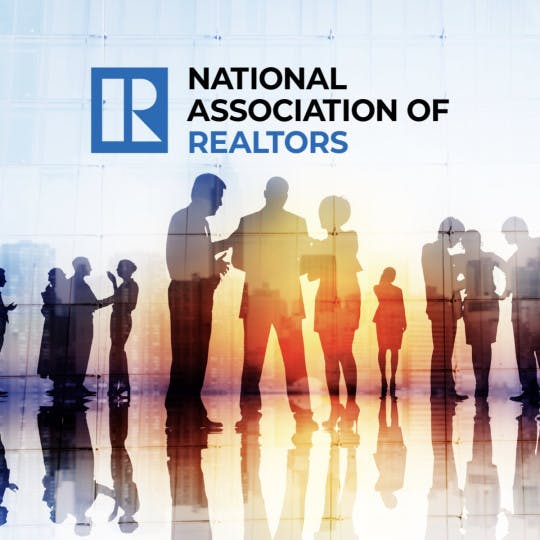 National Association of Realtors logo and silhouettes of business people